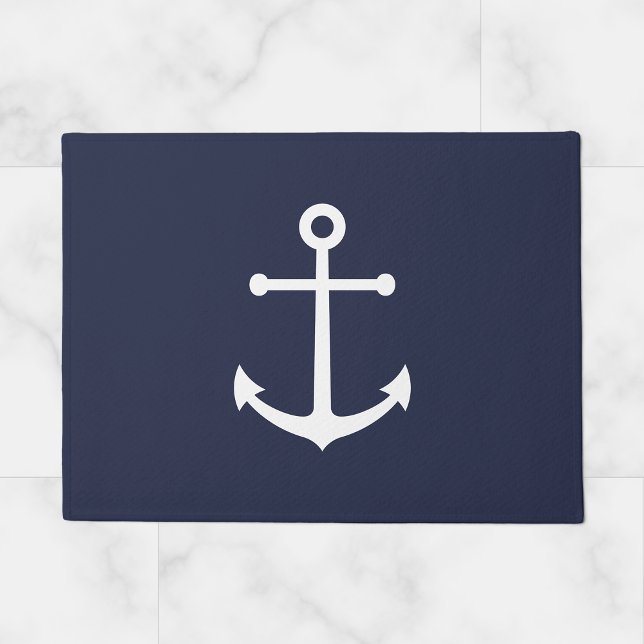 Nautical Navy Blue Anchor Deurmat (Creator heeft geüpload)
