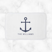 Nautical Navy Blue Anchor en aangepaste naam Badmat
