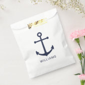 Nautical Navy Blue Anchor en aangepaste naam Bedankzakje (Gezegeld)
