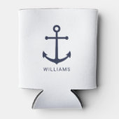 Nautical Navy Blue Anchor en aangepaste naam Blikjeskoeler (Voorkant)