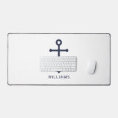 Nautical Navy Blue Anchor en aangepaste naam Bureaumat (Keyboard & Muis)