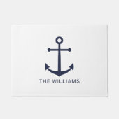 Nautical Navy Blue Anchor en aangepaste naam Deurmat (Voorkant)