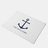 Nautical Navy Blue Anchor en aangepaste naam Deurmat (Schuin)
