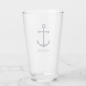 Nautical Navy Blue Anchor en aangepaste naam Glas (Achterkant)