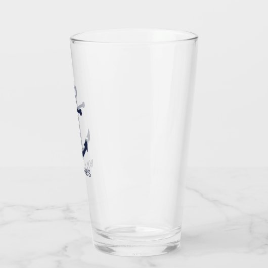 Nautical Navy Blue Anchor en aangepaste naam Glas (Links)