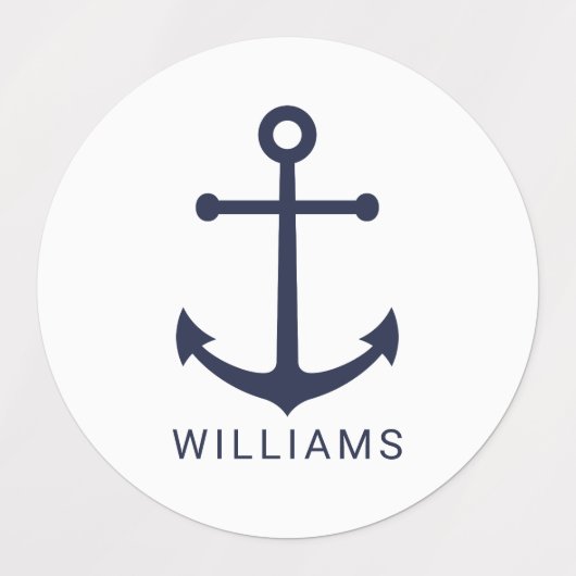 Nautical Navy Blue Anchor en aangepaste naam Labels (Design 2)