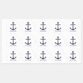 Nautical Navy Blue Anchor en aangepaste naam Labels (Vel)