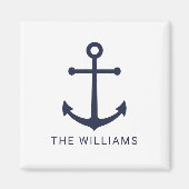 Nautical Navy Blue Anchor en aangepaste naam Magneet (Voorkant)