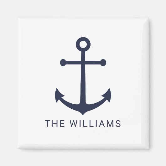 Nautical Navy Blue Anchor en aangepaste naam Magneet (Voorkant)