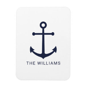 Nautical Navy Blue Anchor en aangepaste naam Magneet