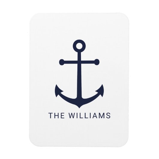 Nautical Navy Blue Anchor en aangepaste naam Magneet (Verticaal)