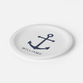 Nautical Navy Blue Anchor en aangepaste naam Papieren Bordje (Gekanteld)