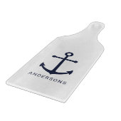 Nautical Navy Blue Anchor en aangepaste naam Snijplank (Hoek)