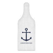 Nautical Navy Blue Anchor en aangepaste naam Snijplank (Voorkant)