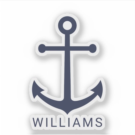 Nautical Navy Blue Anchor en aangepaste naam Sticker (Voorkant)