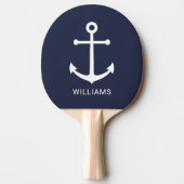 Nautical Navy Blue Anchor en aangepaste naam Tafeltennisbatje (Voorkant)