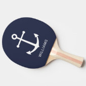 Nautical Navy Blue Anchor en aangepaste naam Tafeltennisbatje (Zijkant)