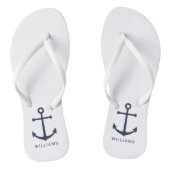 Nautical Navy Blue Anchor en aangepaste naam Teenslippers (Voetbed)