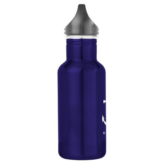 Nautical Navy Blue Anchor en aangepaste naam Waterfles (Links)