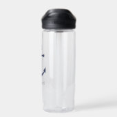 Nautical Navy Blue Anchor en aangepaste naam Waterfles (Achterkant)