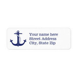 Nautical Navy Blue Anchor Etiket