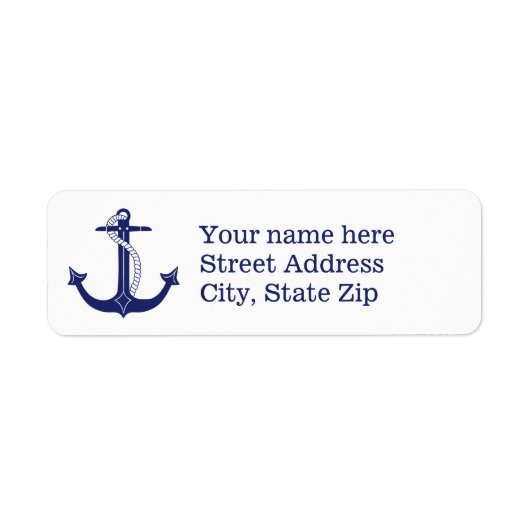 Nautical Navy Blue Anchor Etiket (Voorkant)