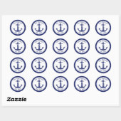Nautical Navy Blue Anchor Familienaam Ronde Sticker (Vel)