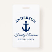 Nautical Navy Blue Anchor Family Reunion Badge (Voorkant)