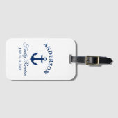 Nautical Navy Blue Anchor Family Reunion Bagagelabel (Voorkant (horizontaal))