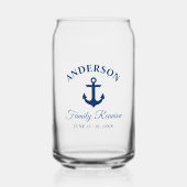 Nautical Navy Blue Anchor Family Reunion Blikvorm Glas (Voorkant)