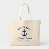 Nautical Navy Blue Anchor Family Reunion Grote Tote Bag (Voorkant)