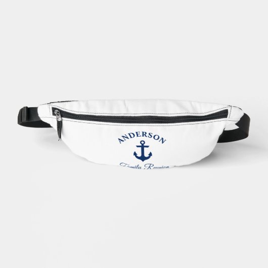 Nautical Navy Blue Anchor Family Reunion Heuptasje (Voorkant)