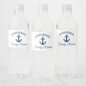 Nautical Navy Blue Anchor Family Reunion Waterfles Etiket (Flessen)