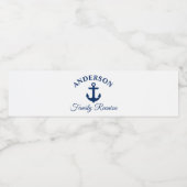 Nautical Navy Blue Anchor Family Reunion Waterfles Etiket (Enkel label)