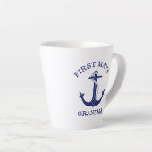 Nautical Navy Blue Anchor First Mate Grandma Latte Mok (Rechterhoek)