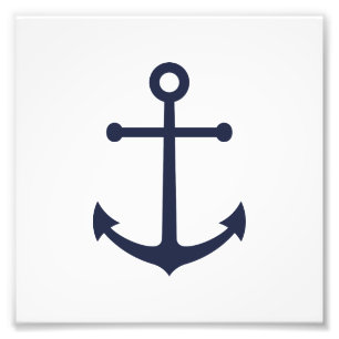 Nautical Navy Blue Anchor Foto Afdruk