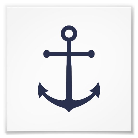 Nautical Navy Blue Anchor Foto Afdruk (Voorkant)