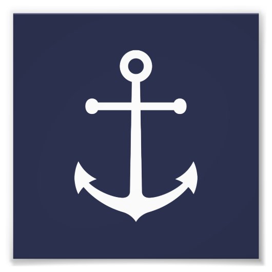 Nautical Navy Blue Anchor Foto Afdruk (Voorkant)