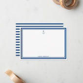 Nautical Navy Blue Anchor, gepersonaliseerd Notitiekaartje (Voorkant / Achterkant in situ)