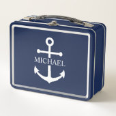 Nautical Navy Blue Anchor Gepersonaliseerde naam (Voorkant)