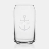 Nautical Navy Blue Anchor Gepersonaliseerde naam Blikvorm Glas (Achterkant)