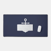 Nautical Navy Blue Anchor Gepersonaliseerde naam Bureaumat (Keyboard & Muis)