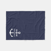 Nautical Navy Blue Anchor Gepersonaliseerde naam Fleece Deken (Voorkant (Horizontaal))