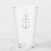 Nautical Navy Blue Anchor Gepersonaliseerde naam Glas (Achterkant)