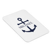 Nautical Navy Blue Anchor Gepersonaliseerde naam Magneet (Rechterzijde)