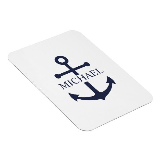 Nautical Navy Blue Anchor Gepersonaliseerde naam Magneet (Rechterzijde)