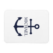 Nautical Navy Blue Anchor Gepersonaliseerde naam Magneet (Horizontaal)