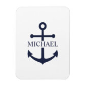 Nautical Navy Blue Anchor Gepersonaliseerde naam Magneet (Verticaal)