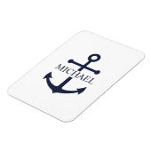 Nautical Navy Blue Anchor Gepersonaliseerde naam Magneet (Linkerzijde)