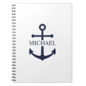 Nautical Navy Blue Anchor Gepersonaliseerde naam Notitieboek (Voorkant)